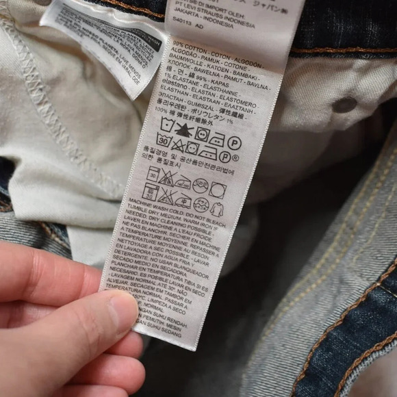 Levis 514 Mens Jeans Sz 36 x 30 Straight Dark Wash Denim Distressed 5 Pocket - Picture 12 of 16